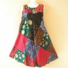 PD10 Patchwork Abstract Bohemian Peasant Boho Women Umbrella Sun Dress - M & L