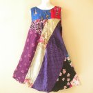 PD3 Patchwork Abstract Bohemian Peasant Boho Women Umbrella Sun Dress - M & L