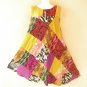 PD17 Patchwork Abstract Bohemian Peasant Boho Women Umbrella Sun Dress - M & L