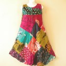 PD4 Patchwork Abstract Bohemian Peasant Boho Women Umbrella Sun Dress - M & L
