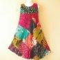 PD4 Patchwork Abstract Bohemian Peasant Boho Women Umbrella Sun Dress - M & L