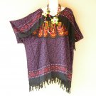 KB445 Purple Paisley Batik Plus Kimono Poncho Hippy Women Blouse Top up to 5X
