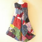 PD7 Patchwork Abstract Bohemian Peasant Boho Women Umbrella Sun Dress - M & L
