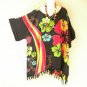 KB77 Abstract V-Neck Caftan Poncho Kimono Tassel Tunic Blouse Top 2X, 3X, 4X, 5X
