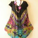 BD38 Black Tie Dye Batik Ruffle Sleeves Cotton Umbrella Beachwear Sun Dress BD38 Black Tie Dye Batik Ruffle Sleeves Cotton Umbrella Beachwear Sun Dress