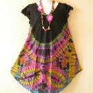 BD42 Black Tie Dye Batik Ruffle Sleeves Cotton Umbrella Beachwear Sun Dress BD42 Black Tie Dye Batik Ruffle Sleeves Cotton Umbrella Beachwear Sun Dress
