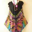 BD34 Black Tie Dye Batik Ruffle Sleeves Cotton Umbrella Beachwear Sun Dress BD34 Black Tie Dye Batik Ruffle Sleeves Cotton Umbrella Beachwear Sun Dress
