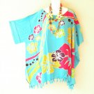 KB74 Aqua Caftan Poncho Kimono Tassel Hippy Tunic Blouse Top - 2X 3X, 4X, 5X KB74 Aqua Caftan Poncho Kimono Tassel Hippy Tunic Blouse Top - 2X 3X, 4X, 5X