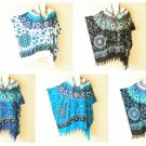 Blue Batik Abstract Women Plus Kaftan Poncho Hippy Women Blouse Top up to 5X Blue Batik Abstract Women Plus Kaftan Poncho Hippy Women Blouse Top up to 5X