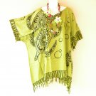 KB450 Turtle Batik V Neck Plus Kimono Poncho Hippy Women Blouse Top up to 5X