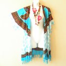 CB713 Aqua Batik Cardigan Duster Kimono Open Front Jacket Cover up Top -up to 5X CB713 Aqua Batik Cardigan Duster Kimono Open Front Jacket Cover up Top -up to 5X