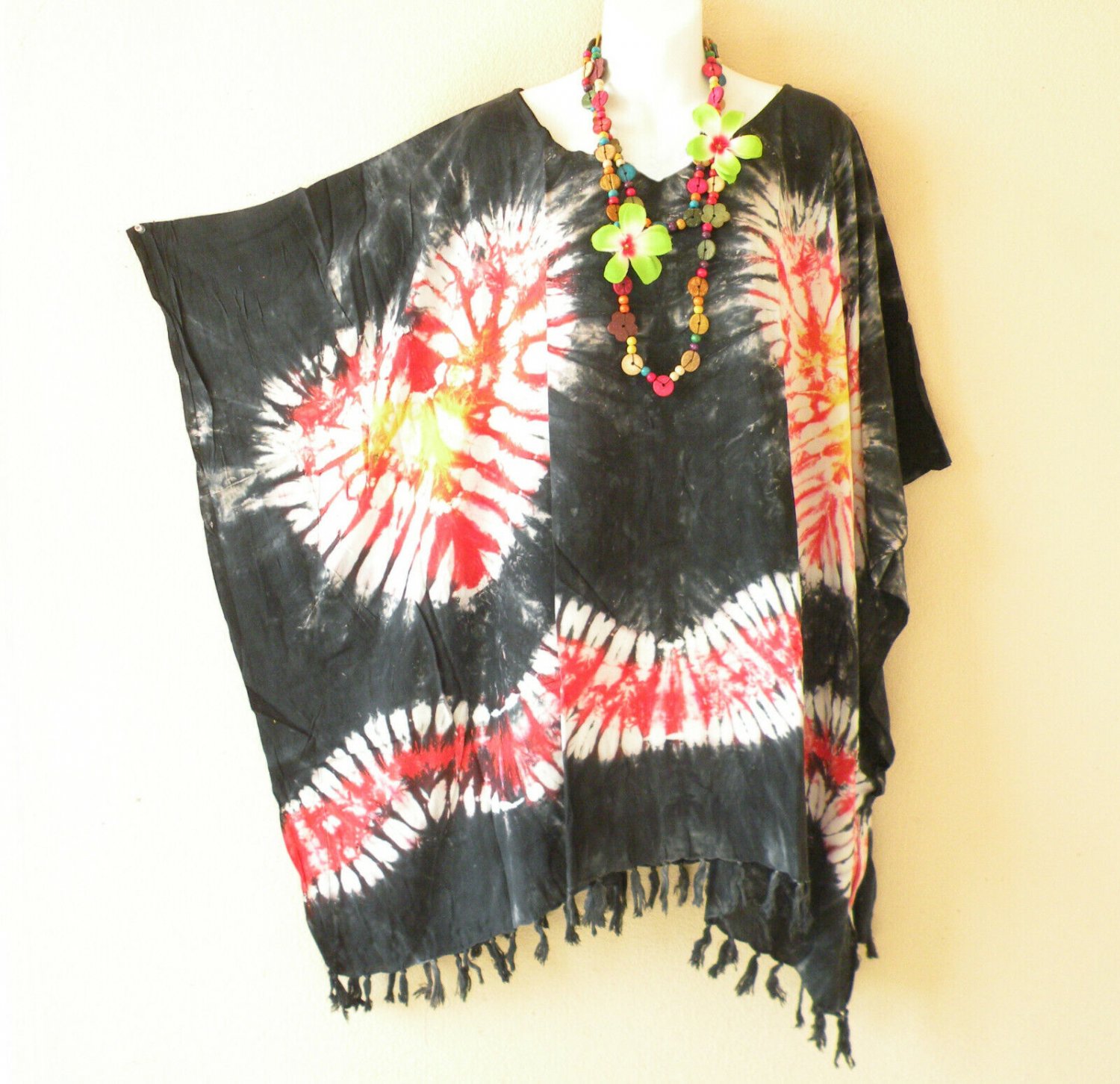 KB81 Tie Dye Batik V Neck Plus Kaftan Poncho Hippy Women Blouse Top up to 5X