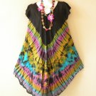 BD35 Black Tie Dye Batik Ruffle Sleeves Cotton Umbrella Beachwear Sun Dress BD35 Black Tie Dye Batik Ruffle Sleeves Cotton Umbrella Beachwear Sun Dress