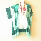 CB693a Turquoise Cardigan Duster Kimono Open Front Jacket Cover up Top -up to 5X CB693a Turquoise Cardigan Duster Kimono Open Front Jacket Cover up Top -up to 5X