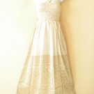 TL91 Beige Women One Size Silk Halter Tube Smock Maxi Broomstick Dress M to 2X