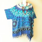 KB133 Blue Batik V Neck Plus Kimono Poncho Hippy Women Blouse Top up to 5X KB133 Blue Batik V Neck Plus Kimono Poncho Hippy Women Blouse Top up to 5X