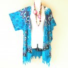 CB720 Blue Batik Cardigan Duster Kimono Batwing Jacket Cover up 2X, 3X 4X & 5X CB720 Blue Batik Cardigan Duster Kimono Batwing Jacket Cover up 2X, 3X 4X & 5X