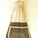 TL85 Beige Women Cocktail Silk Halter Tube Smock Maxi Broomstick Dress M to 2X