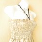 TL85 Beige Women Cocktail Silk Halter Tube Smock Maxi Broomstick Dress M to 2X