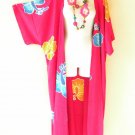 CD337 Pink Batik Cardigan Duster Kaftan Batwing Plus Long Hippy Jacket -up to 5X