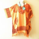 KB112 Orange Abstract Plus Tunic Kimono Poncho Hippy Women Blouse Top up to 5X KB112 Orange Abstract Plus Tunic Kimono Poncho Hippy Women Blouse Top up to 5X