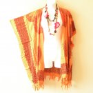 CB653 Orange Cardigan Duster Kaftan Open Front Jacket Cover up Top up to 5X