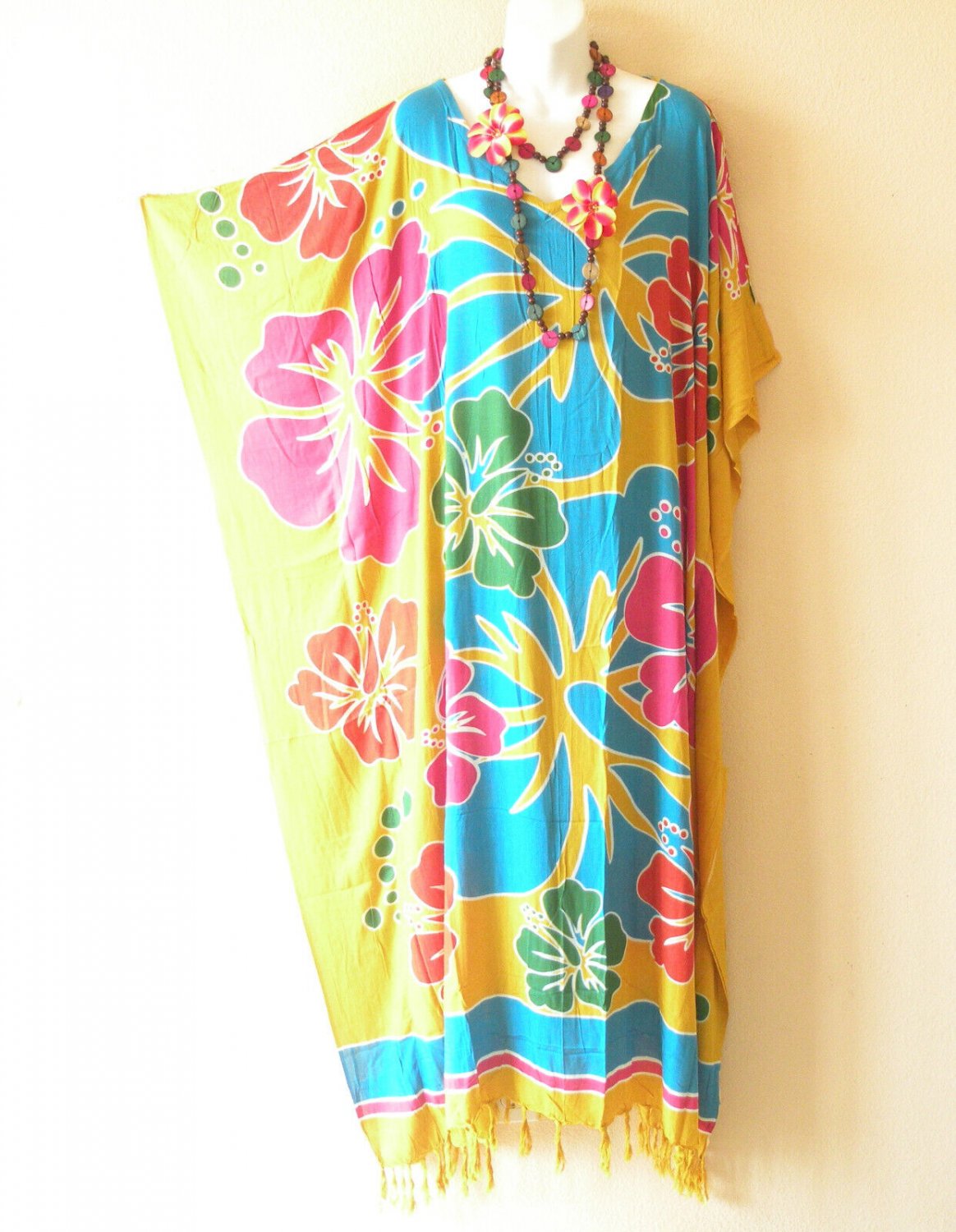 KD322 Hibiscus Plus Batwing Tunic Kaftan Dolman Women Abaya Maxi Dress Up to 5X