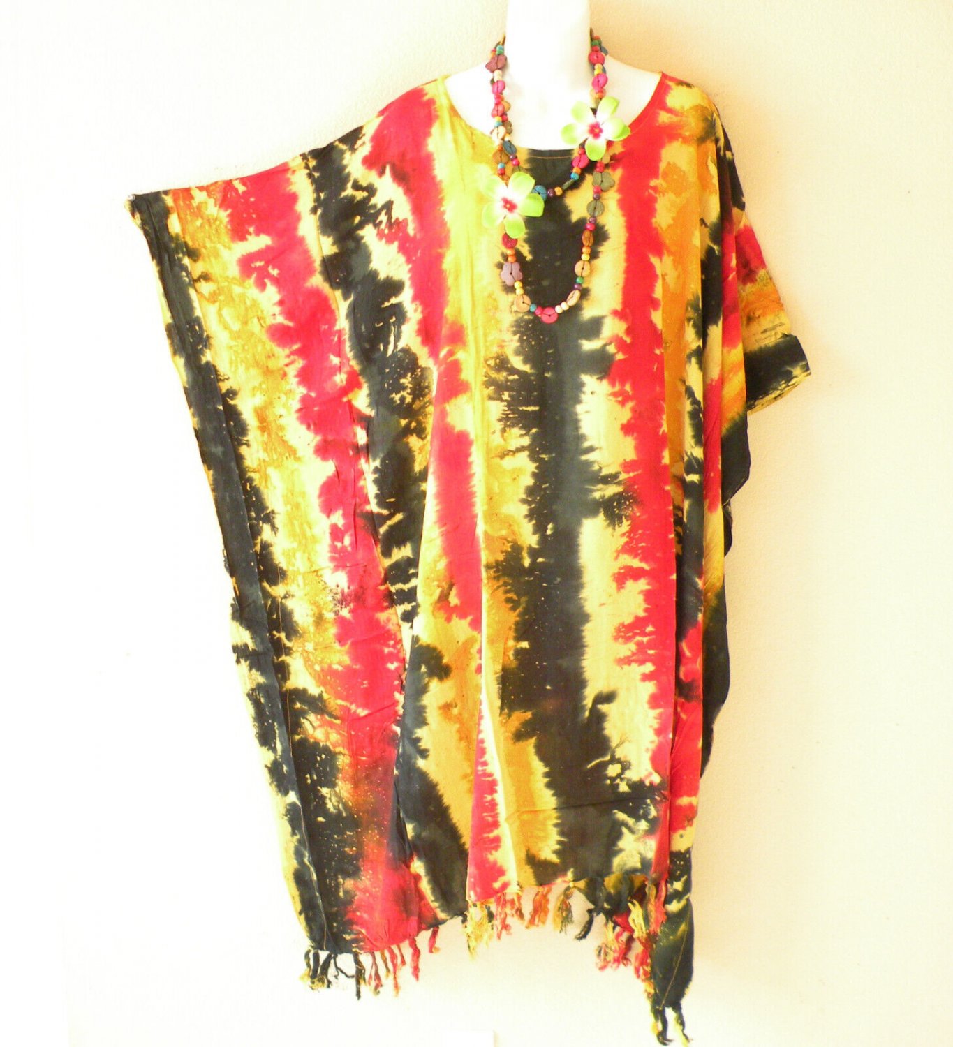 LT6 Tie Dye Batik Midi Batwing 42" Kaftan Dolman Women Abaya Dress Upto 5X