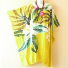 LT51 Yellow Flowers 38" Length Midi Kimono Dolman Women Abaya Dress Up to 7X