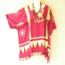 KB434 Maroon Batik VNeck Kimono Poncho Hippy Women Blouse Top up to 5X