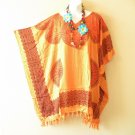 KB131 Orange Batik Women Batik Kaftan Poncho Dolman Tunic Blouse Top - 3X to 5X KB131 Orange Batik Women Batik Kaftan Poncho Dolman Tunic Blouse Top - 3X to 5X