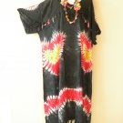 KD336 Tie Dye Batik Caftan Kimono Sleeve Tunic Hippy Maxi Dress - 2X, 3X, 4X, 5X