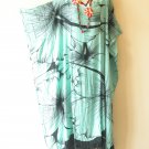 KD325 Turquoise Caftan Kaftan Sleeve Tunic Hippy Maxi Dress - 2X, 3X, 4X, 5X