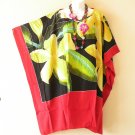 LT69 Red Floral Batik 38" Length Midi Kimono Dolman Women Abaya Dress Up to 7X