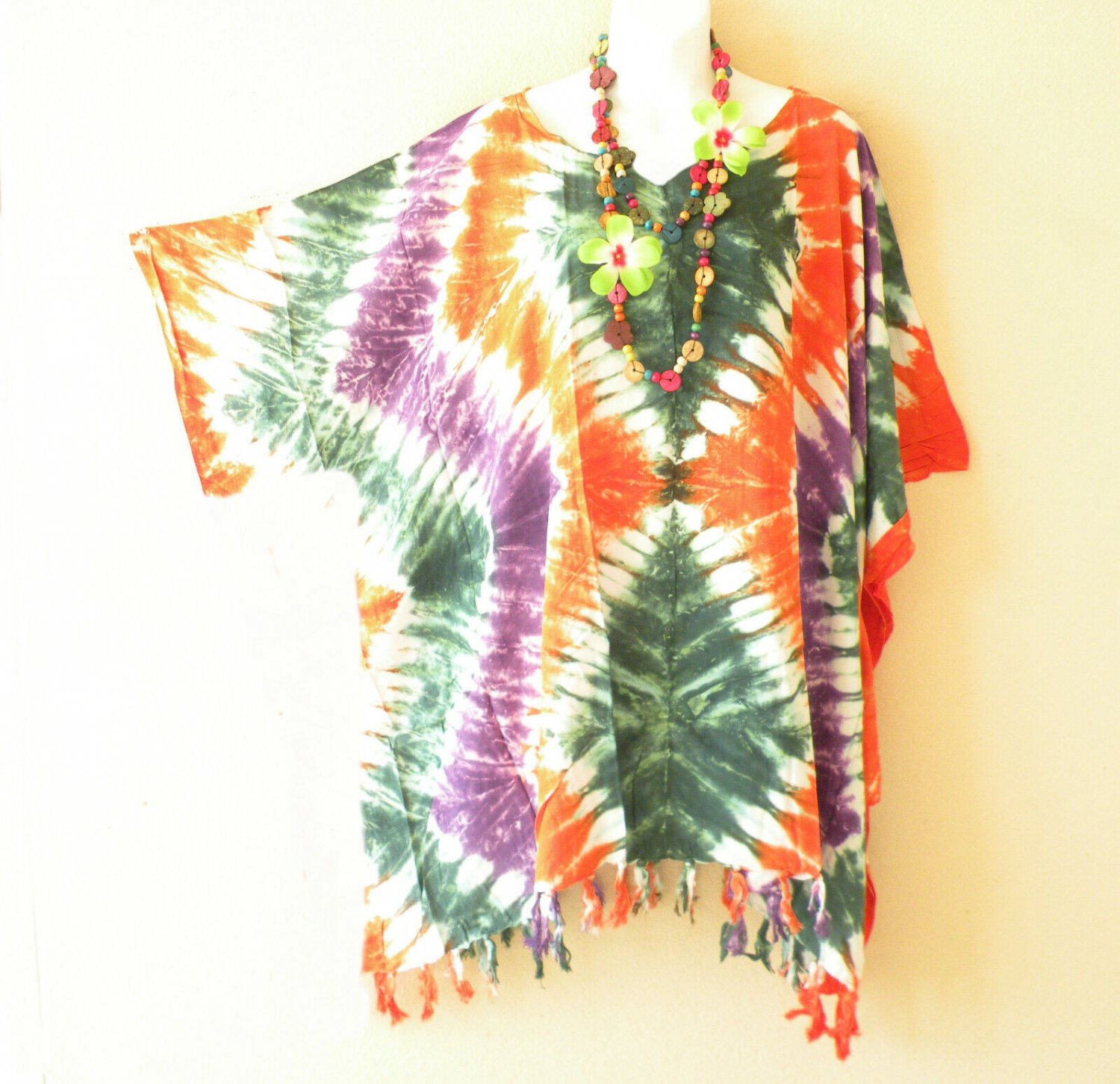KB91 Tie Dye Batik Tunic Plus Kimono Poncho Hippy Women Blouse Top up to 5X
