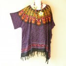 KB103 Purple Batik Caftan Poncho Kimono Tassel Tunic Blouse Top - 2X, 3X, 4X, 5X KB103 Purple Batik Caftan Poncho Kimono Tassel Tunic Blouse Top - 2X, 3X, 4X, 5X