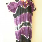 KD339 Tie Dye Batik Caftan Kimono Sleeve Tunic Hippy Maxi Dress - 2X, 3X, 4X, 5X