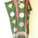 KD282 Green Batik Kaftan Dolman Women Abaya Maxi Dress L XL, 1X, 2X, 3X, 4X, 5X