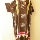 KD355 Brown Batik Plus Kaftan Kimono Abaya Fringes Hippie Maxi Dress up to 5X