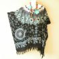 KB117 Abstract Plus Women Batik Kaftan Poncho Caftan Dolman Tunic Top - 3X to 5X