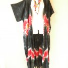 CD533 Tie Dye Batik Kimono Batwing Cardigan Duster Open Plus Hippy Jacket Cover