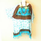 KB456 Aqua Batik Turtle Women Plus Kimono Poncho Hippy Women Blouse Top up to 5X KB456 Aqua Batik Turtle Women Plus Kimono Poncho Hippy Women Blouse Top up to 5X