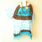 KB456 Aqua Batik Turtle Women Plus Kimono Poncho Hippy Women Blouse Top up to 5X