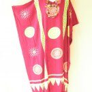 KD278 Maroon Medallion Batik Kaftan Dolman Women Abaya Maxi Dress All Sizes