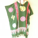 LT16 Green 42" Length Midi Kimono Dolman Women Abaya Dress Up to 5X