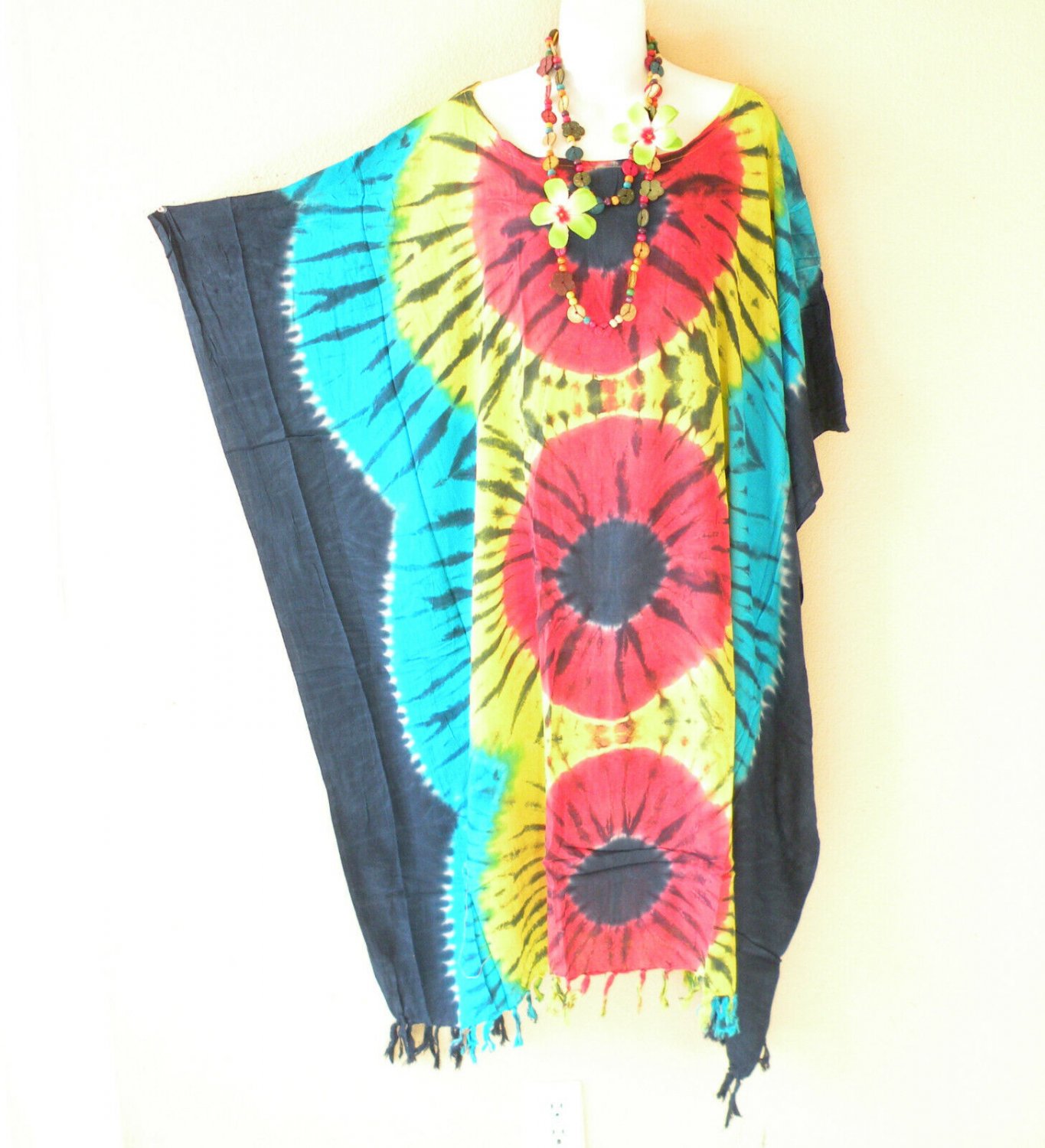 L7 Tie Dye Batik Hippy Batwing 42" Kaftan Dolman Women Abaya Dress Up to 5X