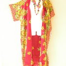 CD529 Flower Batik Kimono Batwing Cardigan Duster Open Plus Hippy Jacket Cover