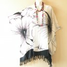 KB879 White & Black Batik Plus Kimono Poncho Hippy Women Blouse Top up to 5X KB879 White & Black Batik Plus Kimono Poncho Hippy Women Blouse Top up to 5X