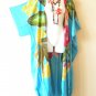 CD547 Gecko Hand Painted Cardigan Duster Plus Kaftan Batwing Hippy Jacket - up to 5X