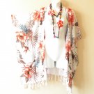 CB313 Coral Floral Cardigan Duster Kimono Open Front Jacket Cover up Top upto 5X